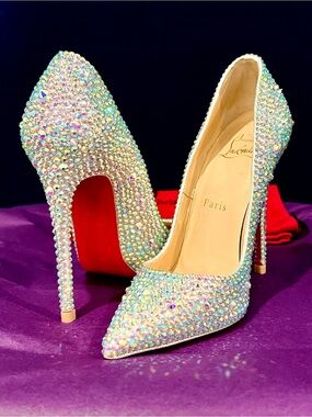 Christian Louboutin SwarovskiCrystal Strass Silver Sparkle Heels So Kate 36 💎